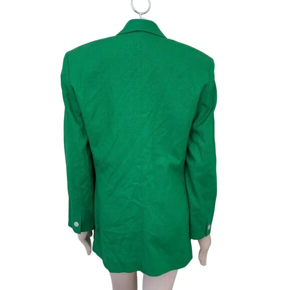NEW VTG TALBOTS 100% Linen One Button Springtime Blazer in Kelly Green SZ 14 - Picture 6 of 9